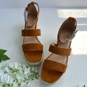 Platform espadrilles open toe ankle wrap sandals women size 8.5